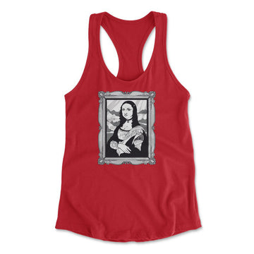 Gothic Monalisa Womens Racerback Tank in Red color